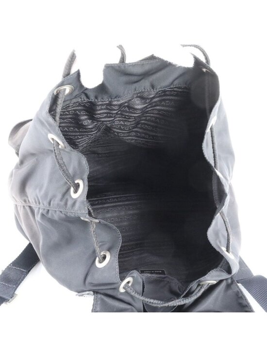 Prada Tessuto Nylon Triangle Logo Leather Backpack Black main image 8